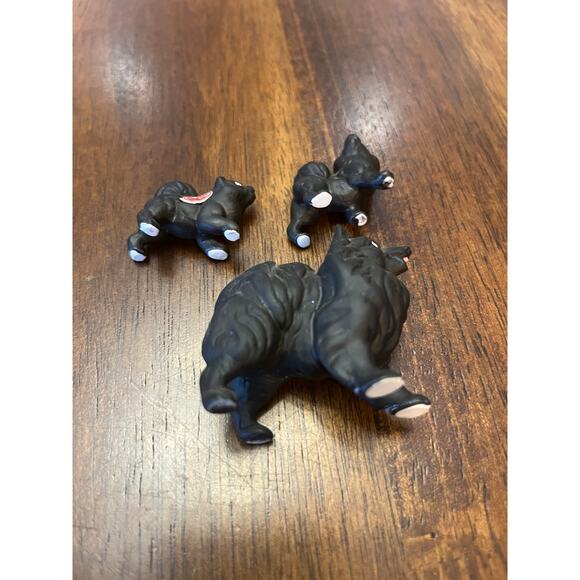 Vintage bone China black Pomeranian dog lot of 3 - Picture 2 of 3